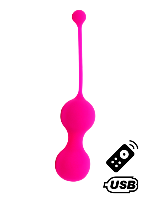 MINA Rose, Boules de Geisha en silicone médical USB avec télécommande - BQ130PNK MINA Rose, Boules de Geisha en silicone médical USB avec télécommande - BQ130PNK