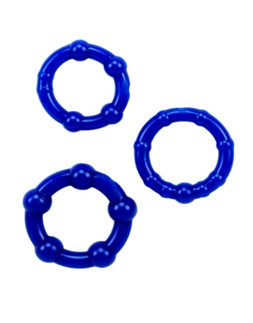 Pack 3 cockring bleus avec billes - CR-COR005BLU Pack 3 cockring bleus avec billes - CR-COR005BLU