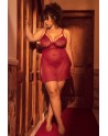 Nuisette grande taille couleur framboise et string - MAL7555XROSW Nuisette grande taille couleur framboise et string - MAL7555XROSW