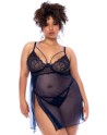Nuisette grande taille bleu nuit et string - MAL7555XMNBL Nuisette grande taille bleu nuit et string - MAL7555XMNBL