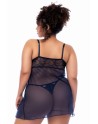 Nuisette grande taille bleu nuit et string - MAL7555XMNBL Nuisette grande taille bleu nuit et string - MAL7555XMNBL
