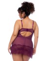 Nuisette en dentelle grande taille bordeaux et string assorti - MAL7554XWINE Nuisette en dentelle grande taille bordeaux et string assorti - MAL7554XWINE