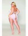 Babydoll et string grande taille en résille et dentelle blanche - DG13314WHT Babydoll et string grande taille en résille et dentelle blanche - DG13314WHT
