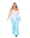 Babydoll et string grande taille en résille et dentelle blanche - DG13314WHT Babydoll et string grande taille en résille et dentelle blanche - DG13314WHT