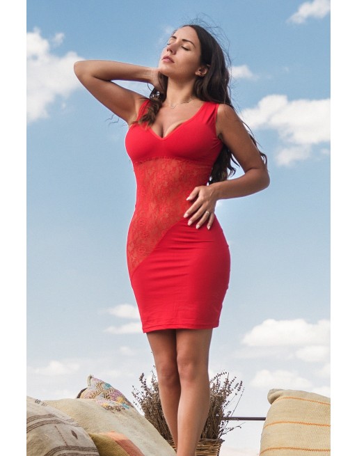 Robe rouge large décollectée Olivia - LDR4RED Robe rouge large décollectée Olivia - LDR4RED