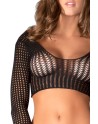 Ensemble noir top court manches longues et mini-jupe ajourés - REN7013-BLK Ensemble noir top court manches longues et mini-jupe ajourés - REN7013-BLK