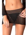 Ensemble noir top court manches longues et mini-jupe ajourés - REN7013-BLK Ensemble noir top court manches longues et mini-jupe ajourés - REN7013-BLK