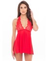 Nuisette rouge col échancré, dos nu et string assorti - REN51011-RED Nuisette rouge col échancré, dos nu et string assorti - REN51011-RED