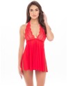 Nuisette rouge col échancré, dos nu et string assorti - REN51011-RED Nuisette rouge col échancré, dos nu et string assorti - REN51011-RED