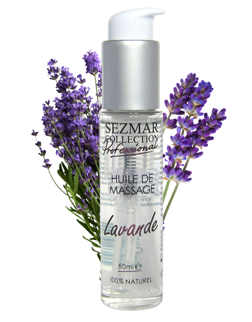 Huile de massage professionnelle Lavande 100% naturelle 50 ml - SEZ093 Huile de massage professionnelle Lavande 100% naturelle 50 ml - SEZ093