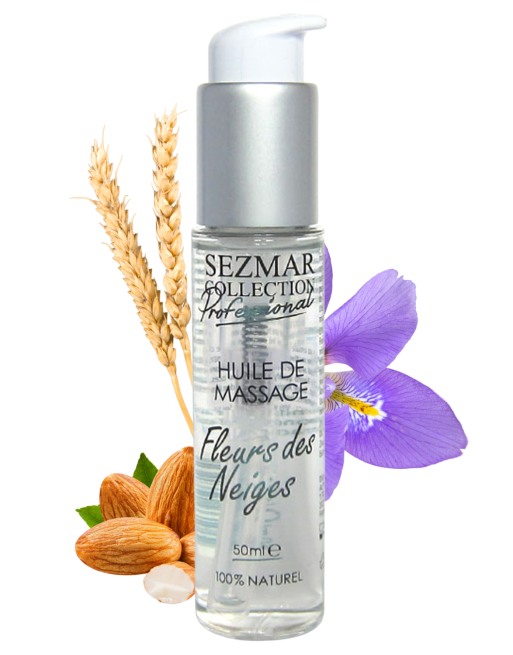 Huile de massage professionnelle Fleurs des Neiges 100% naturelle 50 ml - SEZ095 Huile de massage professionnelle Fleurs des Neiges 100% naturelle 50 ml - SEZ095