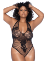 Body string grande taille en résille noir - MAL1115XBLK