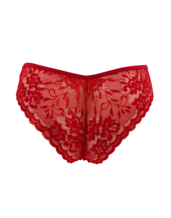 Culotte rouge en dentelle avec nœud en satin - PF09LRED