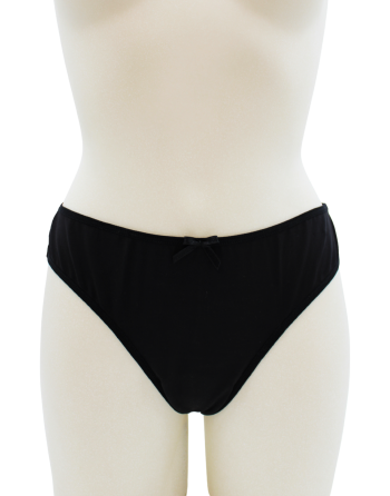 Culotte noire en dentelle avec nœud en satin - PF09LBLK