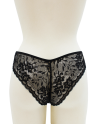 Culotte noire en dentelle avec nœud en satin - PF09LBLK
