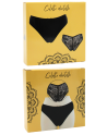 Culotte noire en dentelle avec nœud en satin - PF09LBLK