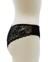 Culotte noire en dentelle avec nœud en satin - PF09LBLK
