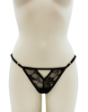 String noir avec bijou perle  strass dorés - PA06MBLK