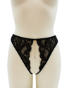 String noir avec bijou couleur aléatoire et chaîne dorée - PA05MBLK
