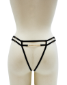 String noir avec bijou couleur aléatoire et chaîne dorée - PA05MBLK