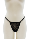 String noir en dentelle avec bijou cœur doré - PA02MBLK