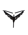 String noir en dentelle avec bijou cœur doré - PA02MBLK