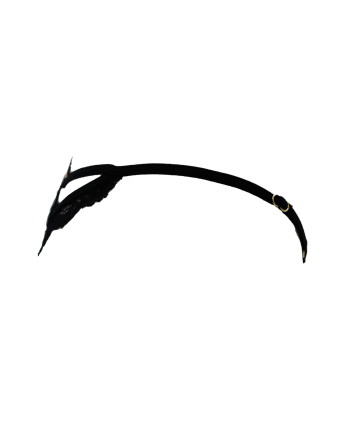 String noir en dentelle avec bijou cœur doré - PA02MBLK