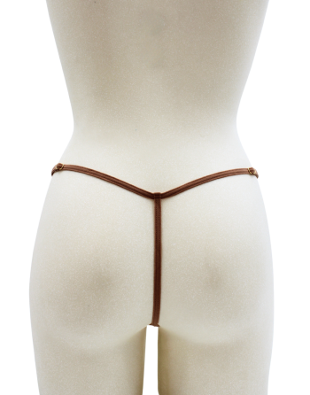 String en dentelle taupe ouvert avec chaînes dorées - PA01MTAUPE