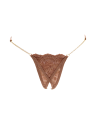 String en dentelle taupe ouvert avec chaînes dorées - PA01MTAUPE