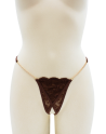 String en dentelle marron ouvert avec chaînes dorées - PA01MBRW
