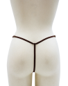 String en dentelle marron ouvert avec chaînes dorées - PA01MBRW