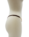 String en dentelle marron ouvert avec chaînes dorées - PA01MBRW