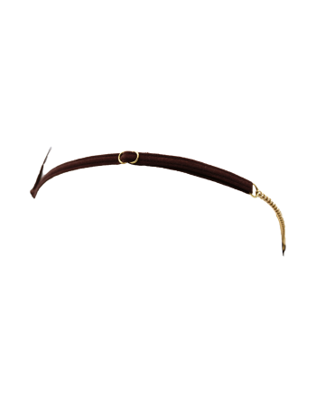 String en dentelle marron ouvert avec chaînes dorées - PA01MBRW