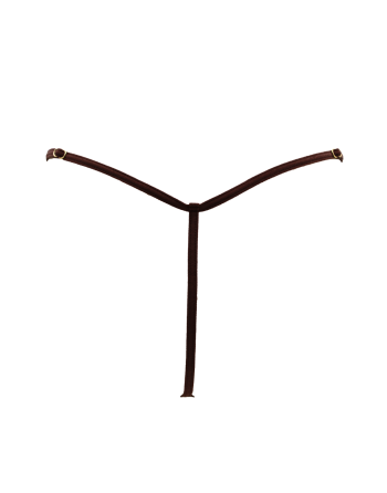 String en dentelle marron ouvert avec chaînes dorées - PA01MBRW