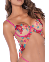 Nuisette en résille et dentelle florale rose et string assorti - MAL7609SEGA