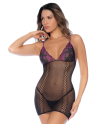 Nuisette en résille ajourée noire et violette - MAL1123BKPU