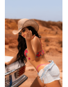 Ensemble 2 pièces résille brodée rose et bleue, soutien gorge et string - MAL8927SEGA