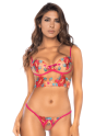 Ensemble 2 pièces brodé rose et bleu, bustier et string - MAL8926SEGA