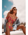 Ensemble 2 pièces brodé rose et bleu, bustier et string - MAL8926SEGA