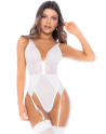 Body blanc avec jarretelles intégrées - MAL8934WHT