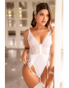 Body blanc avec jarretelles intégrées - MAL8934WHT