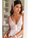 Body blanc avec jarretelles intégrées - MAL8934WHT