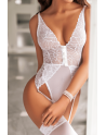 Body blanc avec jarretelles intégrées - MAL8934WHT