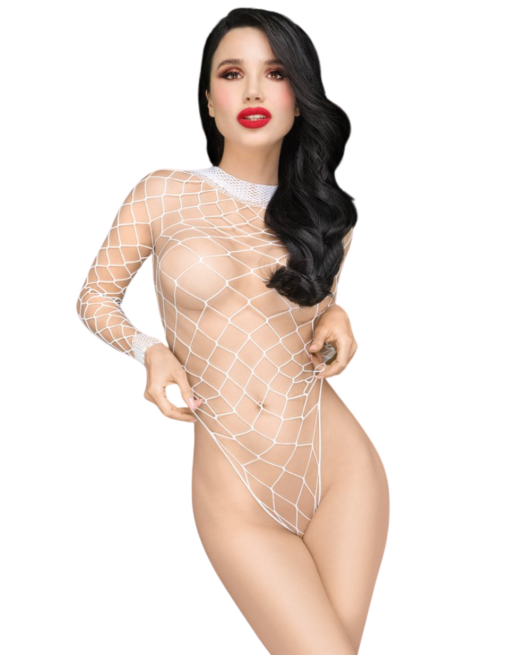 Body blanc large maille Scandalous - PH0108WHT Body blanc large maille Scandalous - PH0108WHT