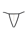 String noir en dentelle avec bijou et chaîne dorée - PM06G-BBLK