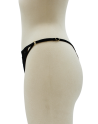 Tanga noir en dentelle avec bijou losanges dorés - PM01GBLK