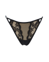 Tanga noir en dentelle avec bijou losanges dorés - PM01GBLK