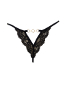 Tanga noir en dentelle avec bijou losanges dorés - PM01GBLK