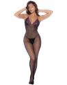 Combinaison en résille et dentelle noire et violette - MAL1122BKPU