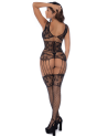 Combinaison noire en résille avec strass - MAL1132BKRH